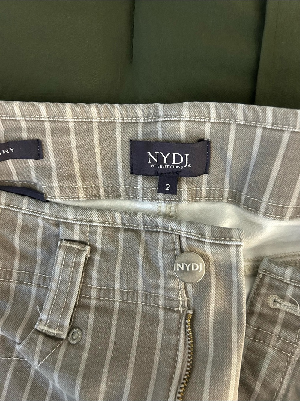 NYDJ Gray and White Pinstripe Skinny Cropped Jeans. NWOT